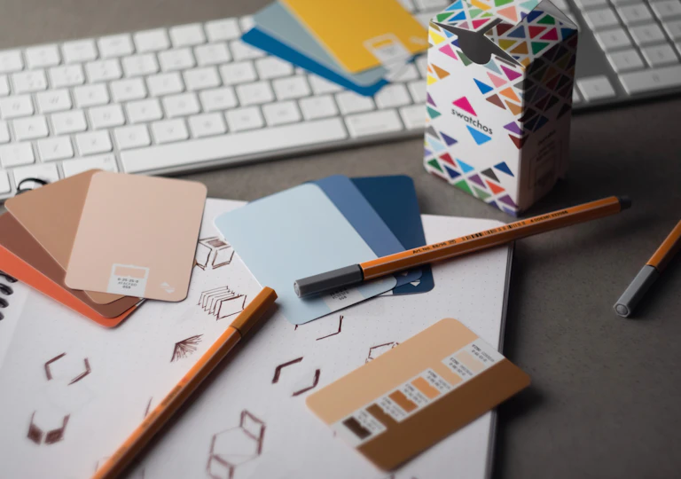 Healthcare branding and creative design with colour swatches