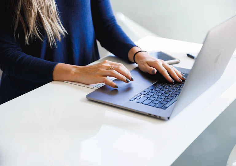 Healthcare email marketing campaign managed on a laptop