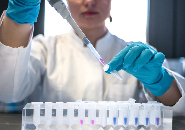 Life sciences researcher working in a laboratory