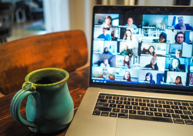 Healthcare marketing webinar on a video call