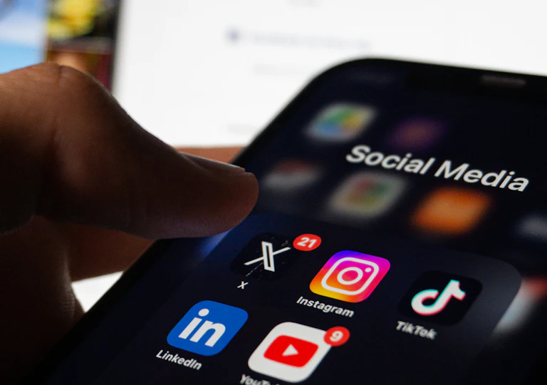 Healthcare social media marketing on a smartphone
