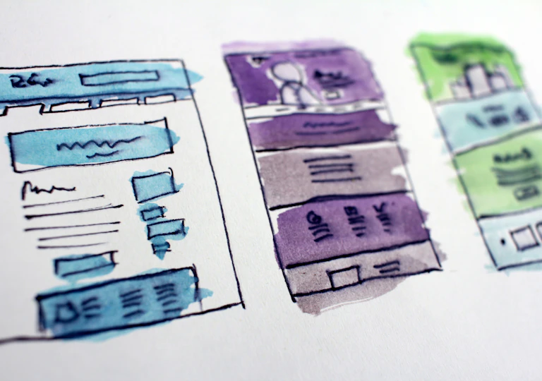 Website design wireframe sketches for healthcare web development